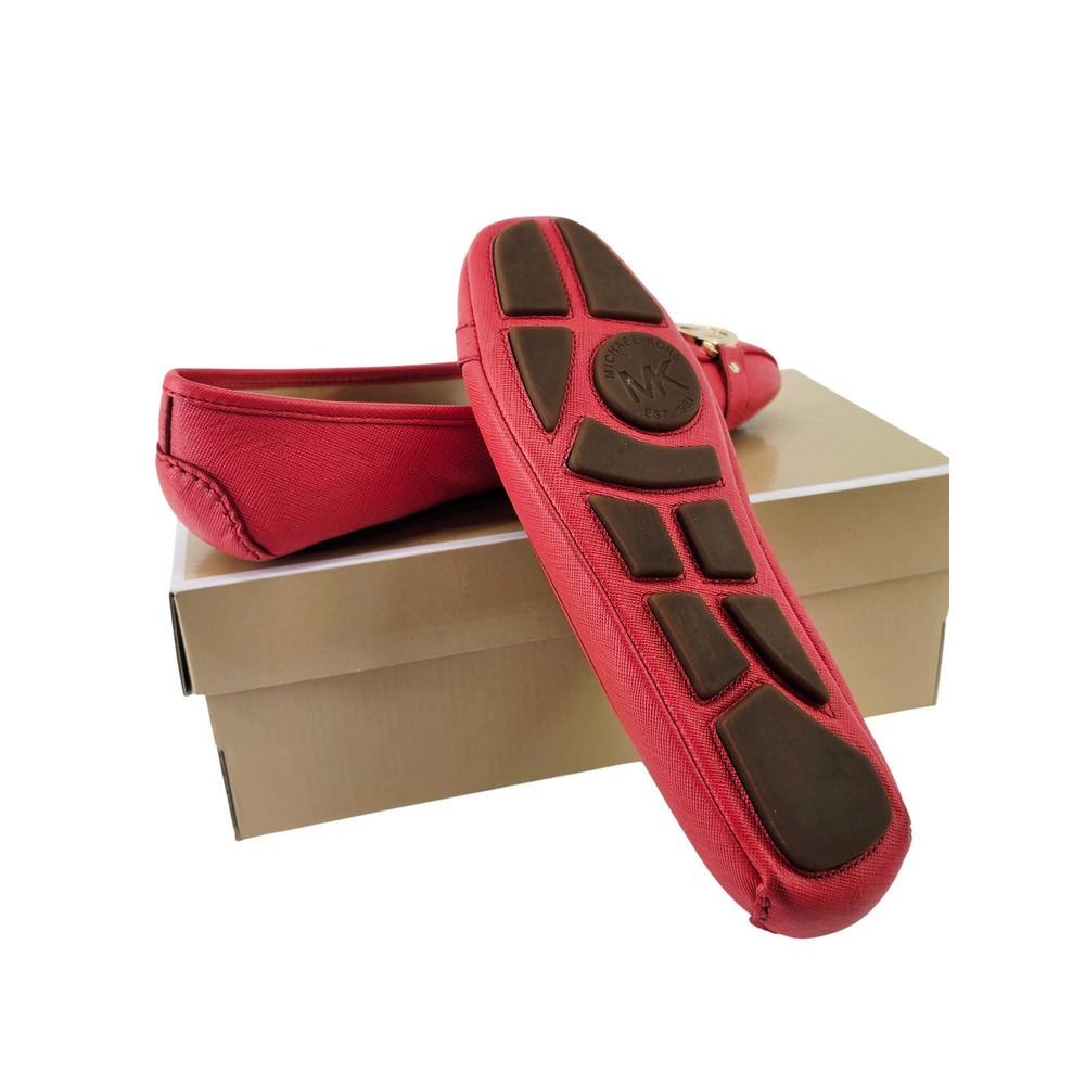 Michael Kors Fulton Moc Watermelon Red Saffiano Leather Flats 40T2FUFR1L W 6.5M - Picture 5 of 5